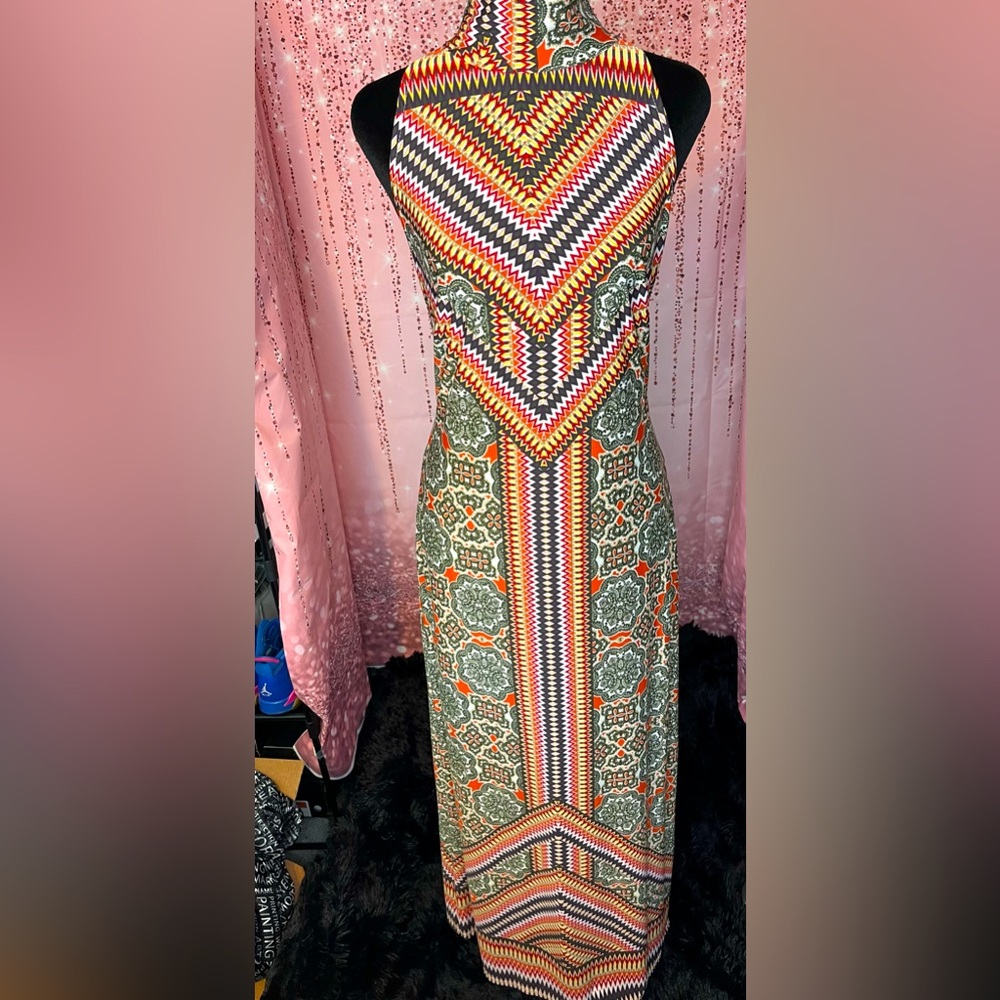 Mock Neck Printed Sleeveless Maxi Dress - Ashley Stewart- 12